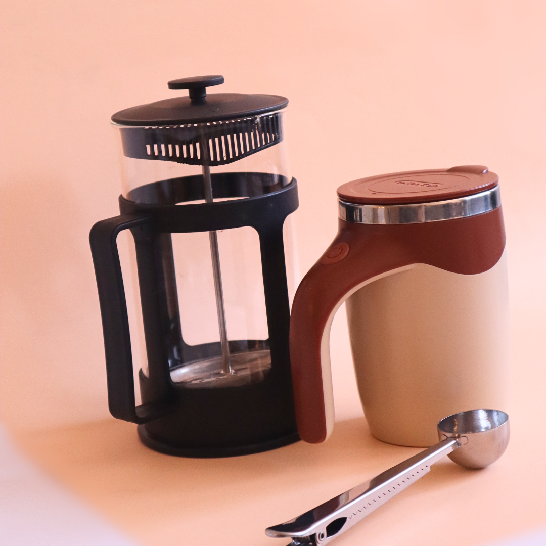 Set prensa francesa de 1000 ML + Vaso batidora y cuchara Gratis