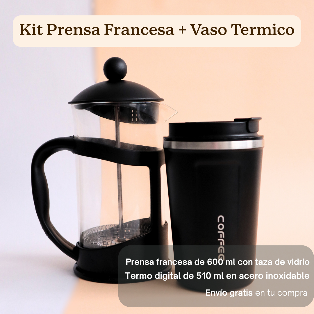 Kit Prensa Francesa 600ML + Vaso termico