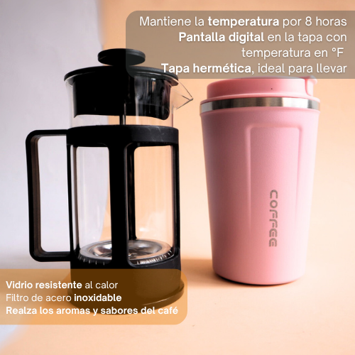 Kit Prensa Francesa 350ML + Vaso térmico