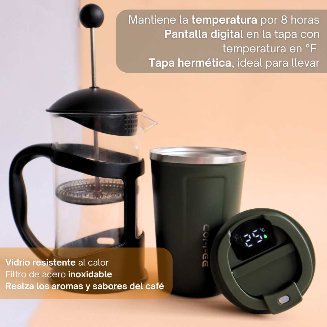 Kit Prensa Francesa 600ML + Vaso termico