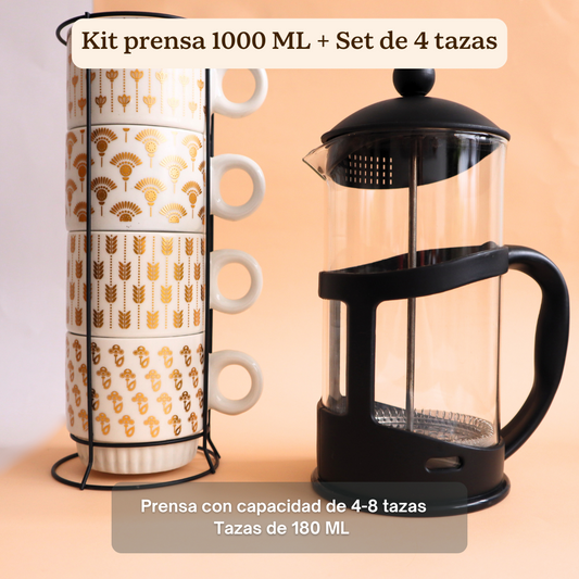 Kit prensa 1000 ML + Set de 4 tazas