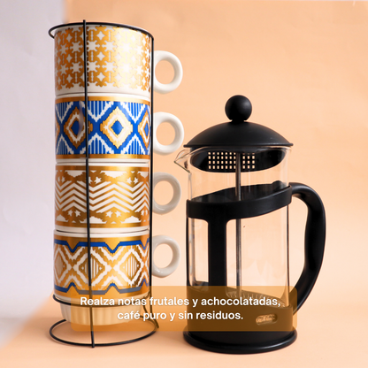 Kit Prensa 600 ML+ Set de 4 tazas