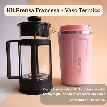 Kit Prensa Francesa 350ML + Vaso térmico