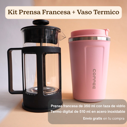 Kit Prensa Francesa 350ML + Vaso térmico